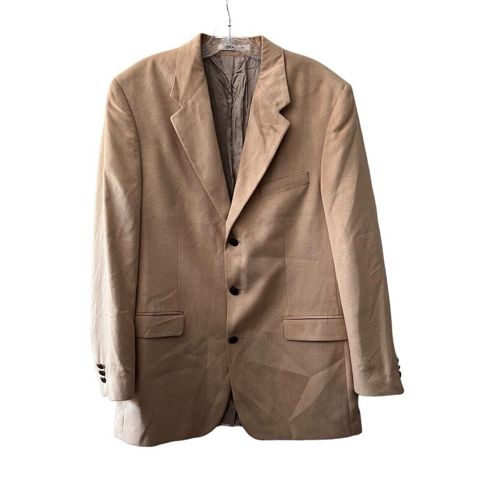 Kasper Men's Blazer 41 Tall Camel 3 Button Sport Coat Microfiber